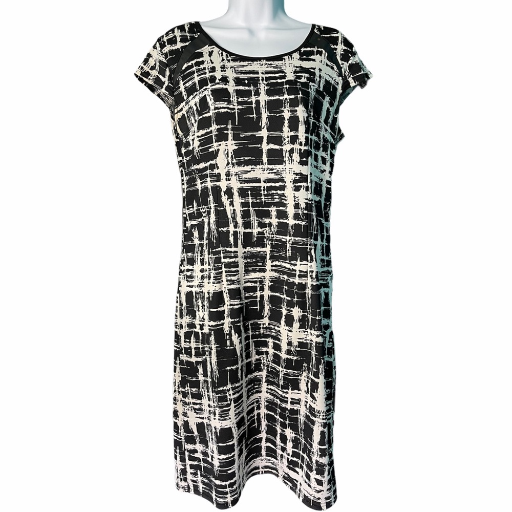 ANGVNS Short-Sleeve Sheath Print Dress, size M